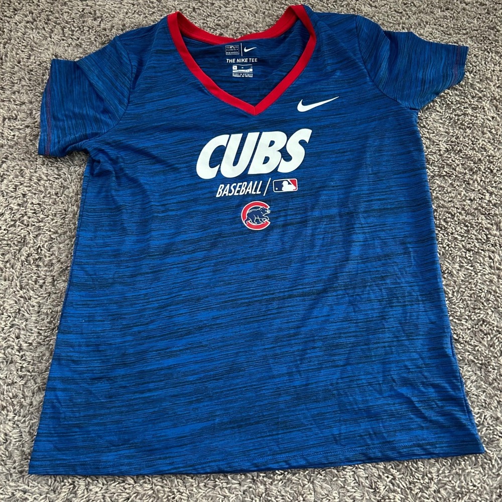 Nike Chicago Cubs Baseball MLB Dri Fit T-Shirt Womens Medium Blue